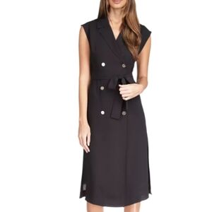 NWT Michael Kors Black Double-Breasted Trench  Midi Dress